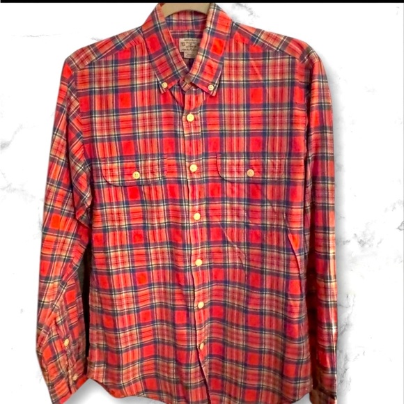 J.Crew Men's Red Plaid Flannel Long Sleeve Casual Button-Down Shirt - Picture 1 of 1